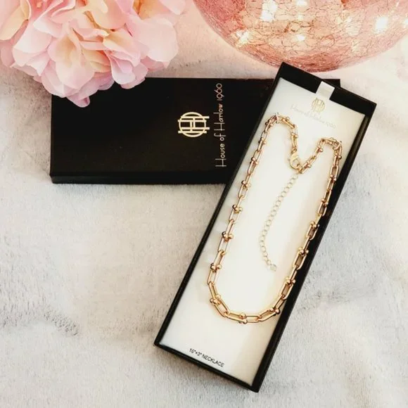 House of Harlow 1960 connecting u ball gold chain necklace - Picture 5 of 7